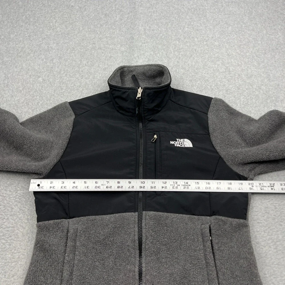 North Face Denali Jacket Womens Small Gray Colorblock Polartec Fleece Full Zip